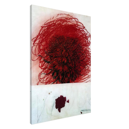 Pan II by Cy Twombly, canvas print, intense mass of red and crimson marks surrounded by intricate dark, 45x60 cm (18x24 in)
