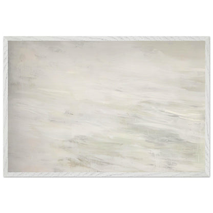 Hero and Leandro (A Painting in Four Parts) Part III by Cy Twombly framed art print; featuring expansive ivory and white tones, delicate pale gray marks, subtle beige shades; size 60 × 90 cm (24 × 36 in); black frame.