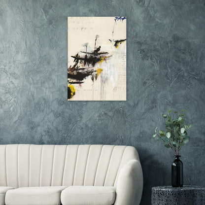 Quattro Stagioni I. Inverno by Cy Twombly, canvas print, bold black brushstrokes, flowing paint drips