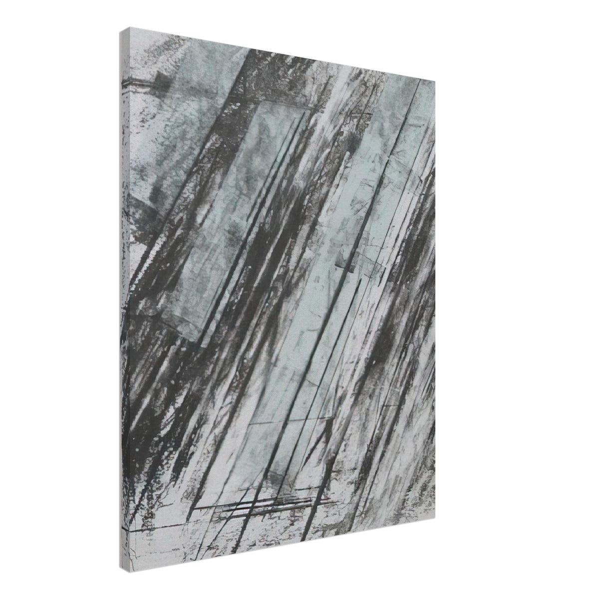 Untitled (Bastian 38) by Cy Twombly, canvas print, sweeping diagonal strokes, textured black and gray marks, 70x100 cm (28x40 in)