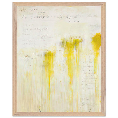 Quattro Stagioni II. Estate by Cy Twombly, framed art print, luminous yellow washes, subtle orange details, 40x50 cm (16x20 in), black frame