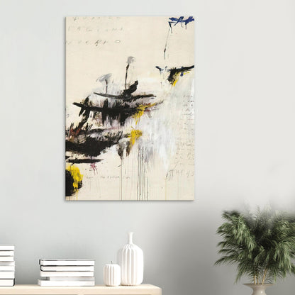 Quattro Stagioni I. Inverno by Cy Twombly, canvas print, bold black brushstrokes, flowing paint drips