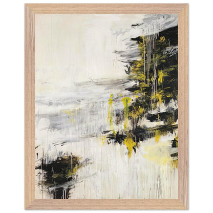 Quattro Stagioni II. Inverno by Cy Twombly, framed art print, bold black brushstrokes, flowing white and gray paint, 40x50 cm (16x20 in), white frame