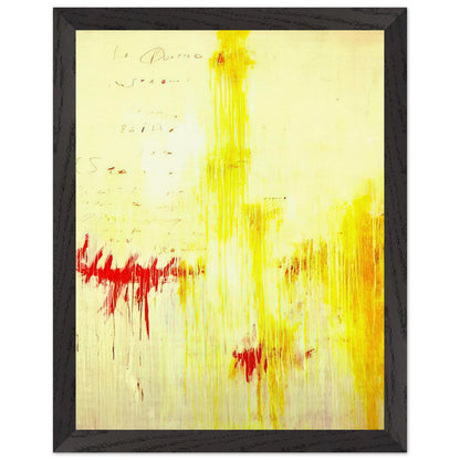 Quattro Stagioni I. Estate by Cy Twombly, framed art print, luminous yellow washes, energetic red brushstrokes, 60x80 cm (24x32 in), wood frame