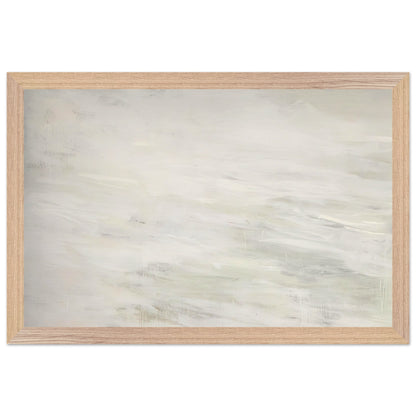 Hero and Leandro (A Painting in Four Parts) Part III by Cy Twombly framed art print; featuring expansive ivory and white tones, delicate pale gray marks, subtle beige shades; size 800 × 1200 mm (32 × 48 in); wood frame.