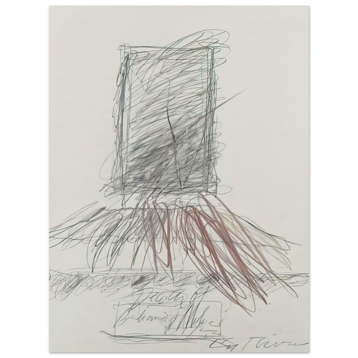 Untitled Abstract Drawing by Cy Twombly, poster, 40x50 cm / 16x20″; overlapping graphite lines, spontaneous scribbles, and sweeping gestures in subtle shades of gray, black