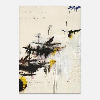 Quattro Stagioni I. Inverno by Cy Twombly, canvas print, bold black brushstrokes, flowing paint drips