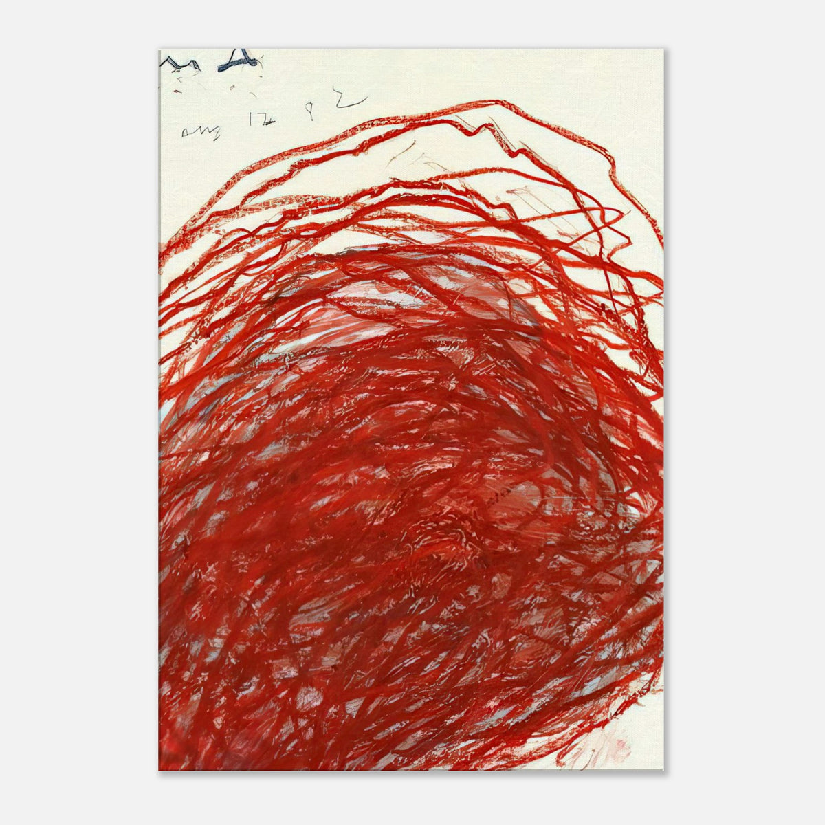 Suma by Cy Twombly, canvas print, intense mass of red and crimson marks arranged in sweeping