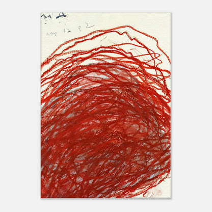 Suma by Cy Twombly, canvas print, intense mass of red and crimson marks arranged in sweeping