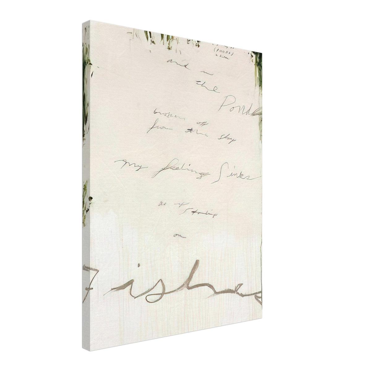 Untitled (A Painting in Nine Parts), Part I by Cy Twombly, canvas print, expansive pale background, delicate handwritten inscriptions, 50x70 cm (20x28 in)