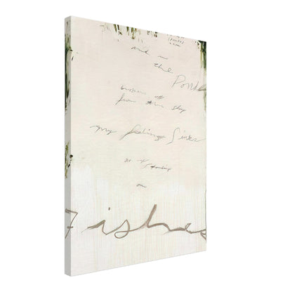 Untitled (A Painting in Nine Parts), Part I by Cy Twombly, canvas print, expansive pale background, delicate handwritten inscriptions, 50x70 cm (20x28 in)