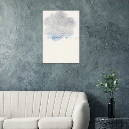 Fifty Days at Iliam: Shades of Eternal Night by Cy Twombly, canvas print; a delicate cloud of soft gray and pale blue tones floating across a warm, off-white background