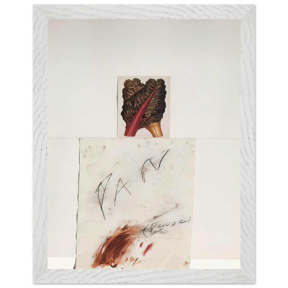 Pan by Cy Twombly, framed art print, natural imagery, abstract drawing, 27x35 cm (11x14 in), black frame