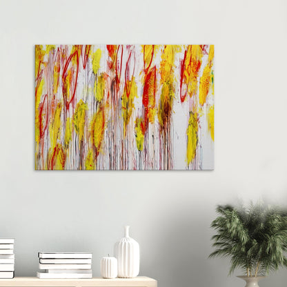 Lepanto, Part I by Cy Twombly canvas print: This vibrant composition features sweeping vertical strokes, spontaneous lines….