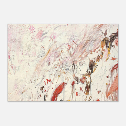 Ferragosto III by Cy Twombly canvas print: a pale cream background covered with spontaneous brushstrokes, delicate lines….