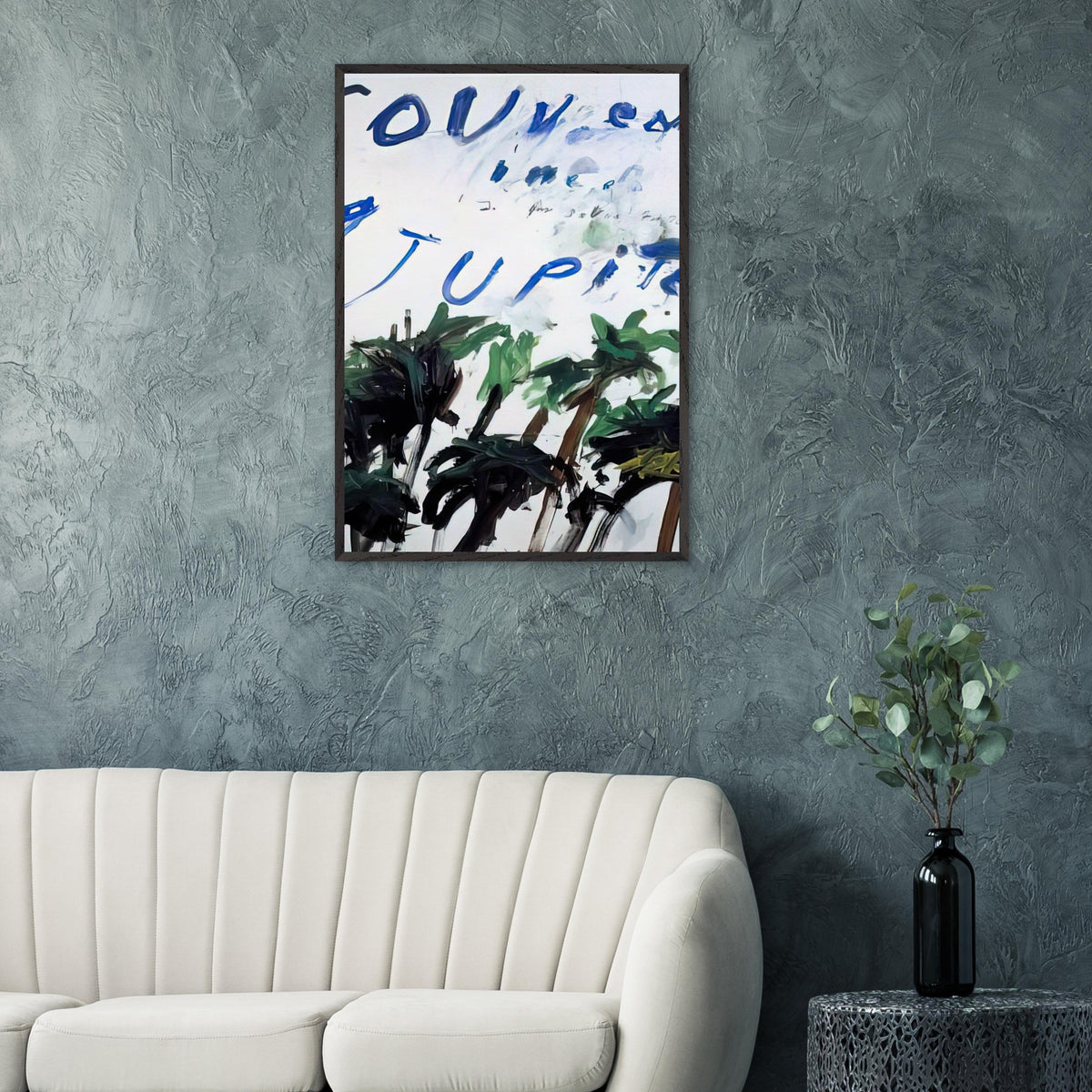 Souvenir of Jupiter by Cy Twombly, framed art print, handwritten lettering, gestural abstraction