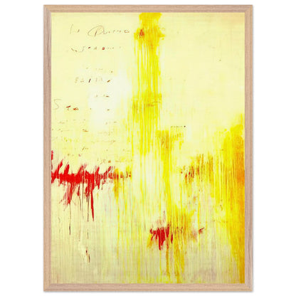 Quattro Stagioni I. Estate by Cy Twombly, framed art print, luminous yellow washes, energetic red brushstrokes, 50x70 cm (20x28 in), black frame