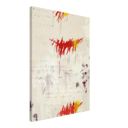 Quattro Stagioni I. Primavera by Cy Twombly, canvas print, vibrant red and yellow brushstrokes with delicate purple and green, 50x70 cm (20x28 in)