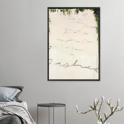 Untitled (A Painting in Nine Parts), Part I by Cy Twombly, framed art print, pale, open central field surrounded by expressive dark green