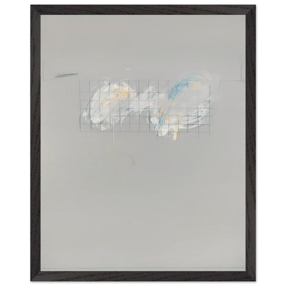 Nine Discourses on Commodus, Part I by Cy Twombly, framed art print, 70x100 cm / 28x40″, Black frame; a muted gray background, a delicate grid of intersecting lines