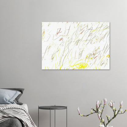 Blue Room by Cy Twombly canvas print: a warm, pale background covered with delicate lines, spontaneous scribbles….