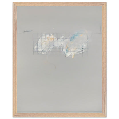 Nine Discourses on Commodus, Part I by Cy Twombly, framed art print, 40x50 cm / 16x20″, Black frame; a muted gray background, a delicate grid of intersecting lines