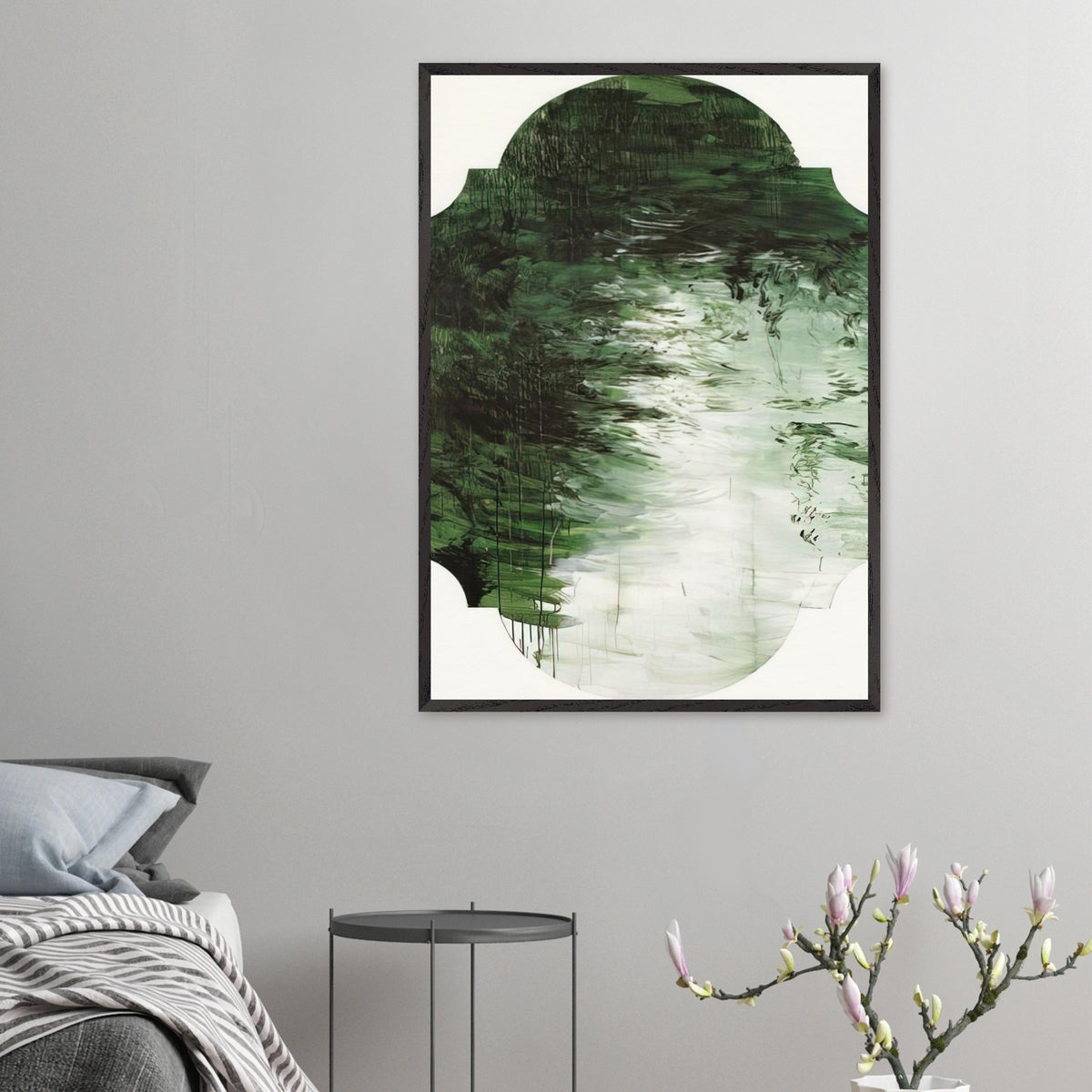 Untitled (A Painting in Nine Parts), Part V by Cy Twombly, framed art print, deep forest green, olive