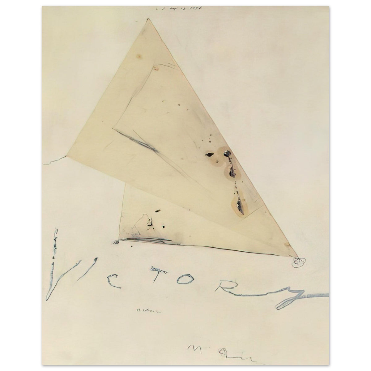 Victory by Cy Twombly, poster, overlapping triangular forms, delicate graphite lines, 40x50 cm (16x20 in)