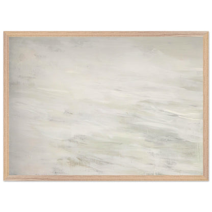 Hero and Leandro (A Painting in Four Parts) Part III by Cy Twombly framed art print; featuring expansive ivory and white tones, delicate pale gray marks, subtle beige shades; size A1 (59.4 × 84.1 cm); wood frame.