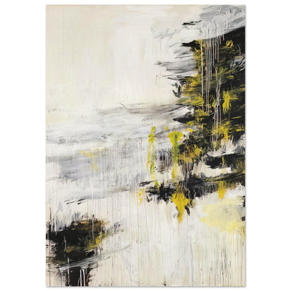 Quattro Stagioni II. Inverno by Cy Twombly, poster, bold black brushstrokes, flowing white and gray paint, 75x100 cm (30x40 in)