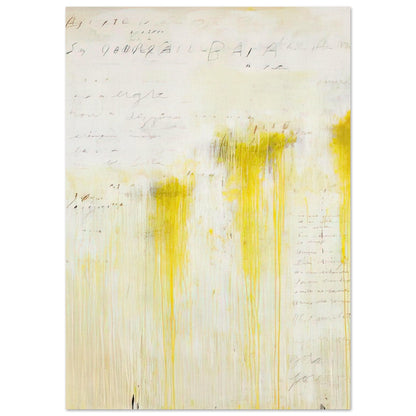 Quattro Stagioni II. Estate by Cy Twombly, poster, luminous yellow washes, flowing vertical paint drips, 100x150 cm (40x60 in)