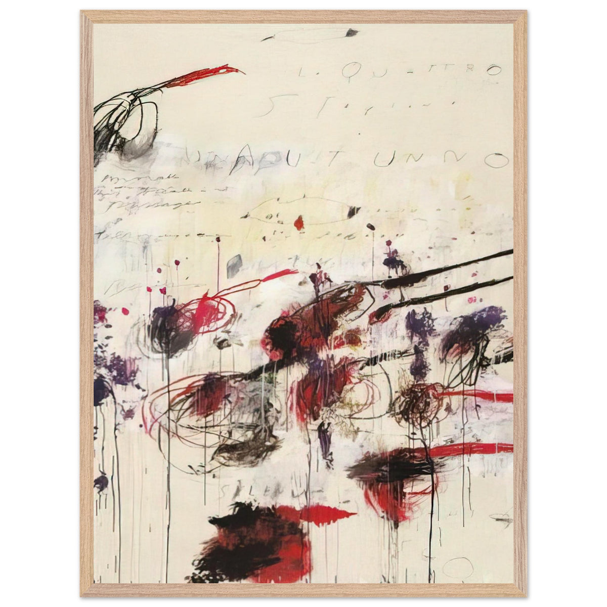 Quattro Stagioni: Autunno by Cy Twombly, framed art print, sweeping brushstrokes, spontaneous scribbles, 40x50 cm (16x20 in), white frame