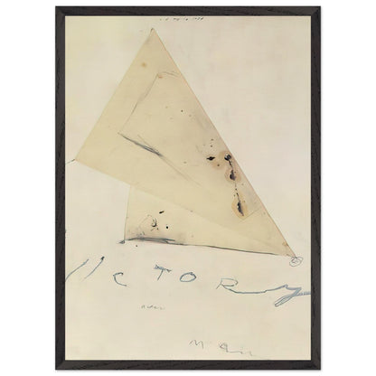 Victory by Cy Twombly, framed art print, overlapping triangular forms, fine graphite lines, 27x35 cm (11x14 in), black frame