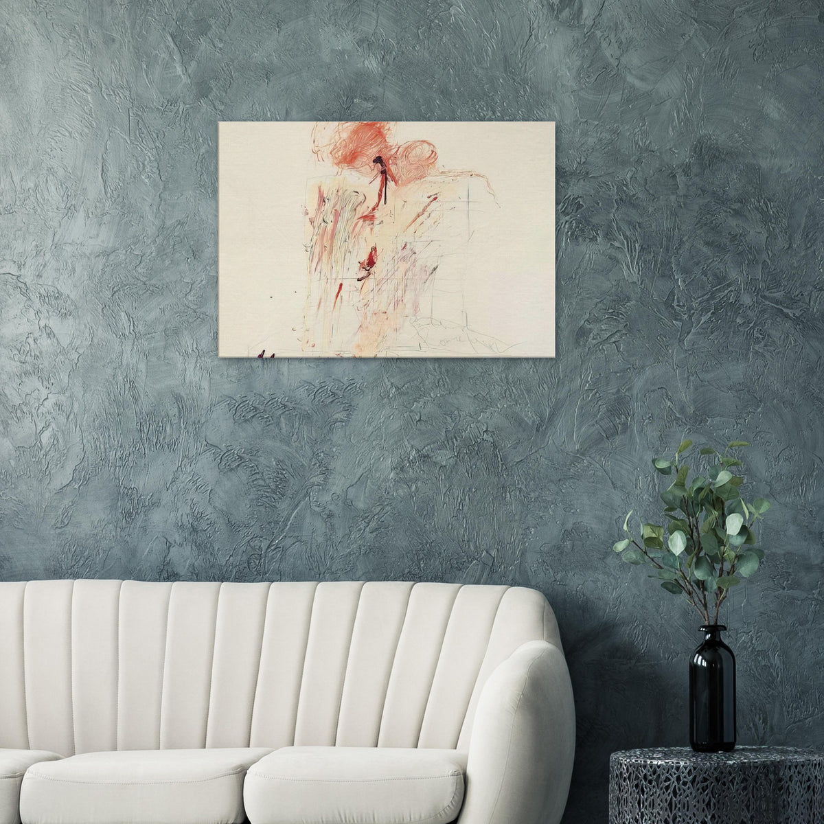 Death of Pompey (Rome) by Cy Twombly canvas print: expressive red and reddish-orange gestures across a warm, pale background….
