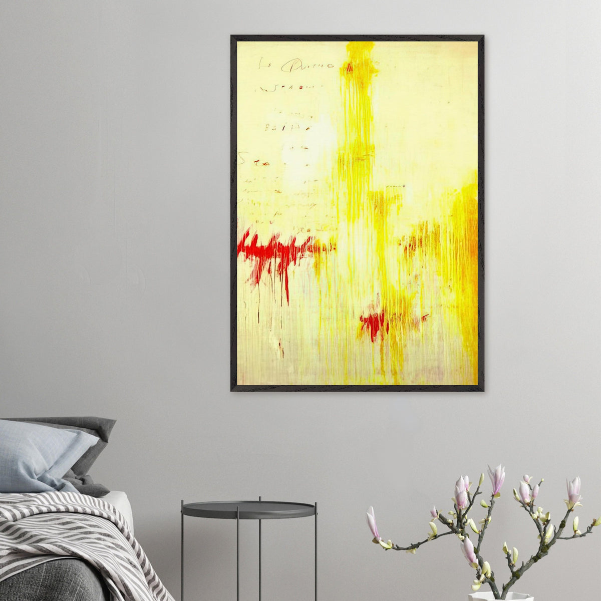 Quattro Stagioni I. Estate by Cy Twombly, framed art print, luminous yellow washes, energetic red brushstrokes