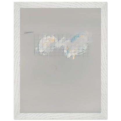 Nine Discourses on Commodus, Part I by Cy Twombly, framed art print, 27x35 cm / 11x14″, Black frame; a muted gray background, a delicate grid of intersecting lines