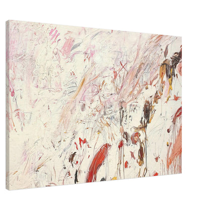 Ferragosto III by Cy Twombly canvas print, 40 × 50 cm / 16 × 20 in: a pale cream background covered with spontaneous brushstrokes, delicate lines….