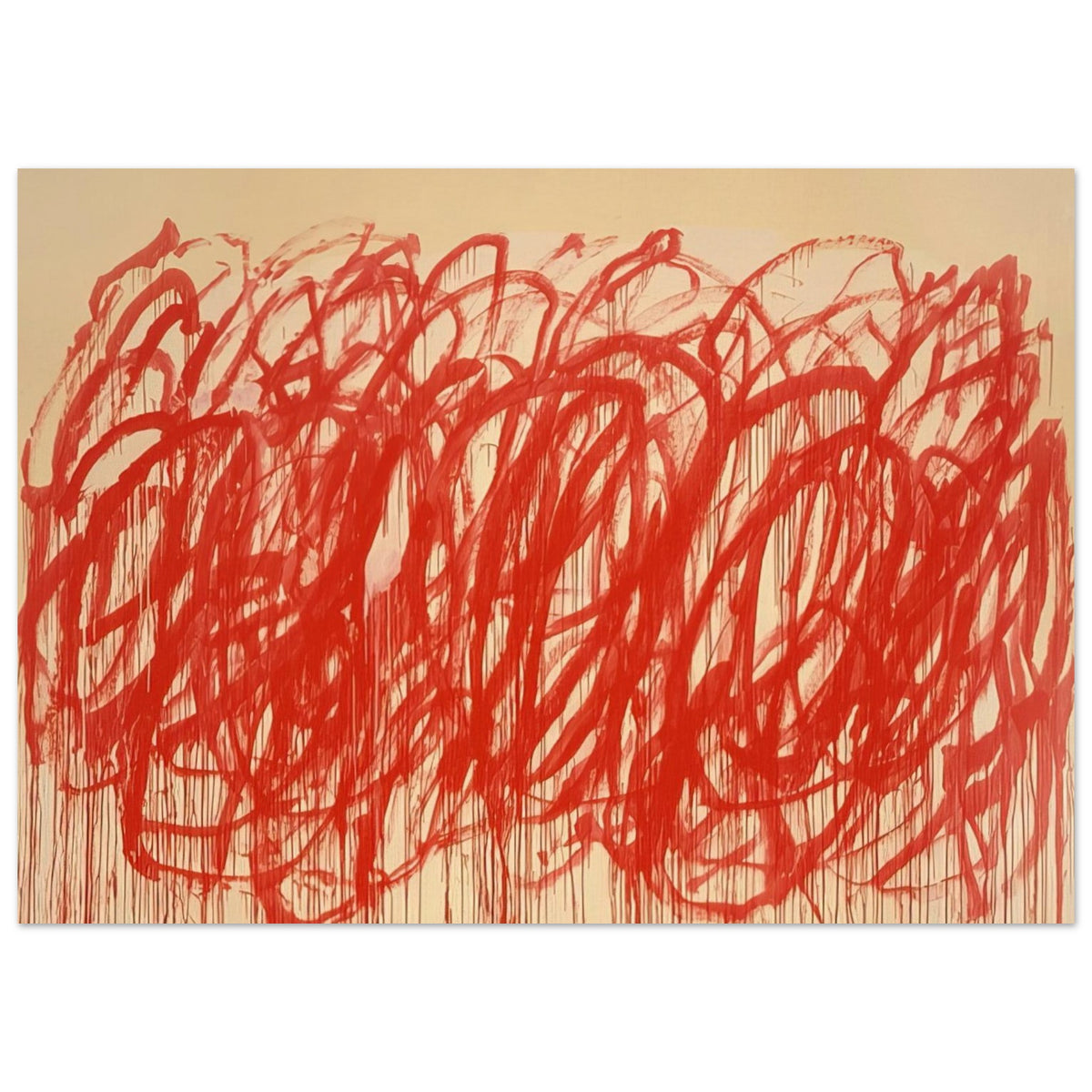 Untitled (Bacchus) by Cy Twombly poster, A0 (84.1 × 118.9 cm): Thick, energetic strokes move across the composition in an almost continuous flow….