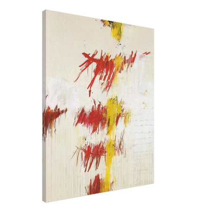Quattro Stagioni II. Primavera by Cy Twombly, canvas print, bold red and crimson brushstrokes with luminous yellow marks, subtle, 50x70 cm (20x28 in)