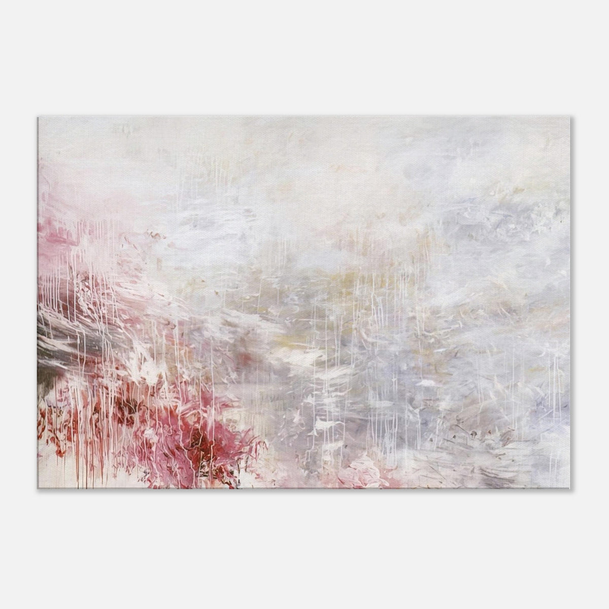 Hero and Leander (To Christopher Marlowe) [Rome] by Cy Twombly canvas print: This expressive composition features a pale background with flowing white and gray brushstrokes….