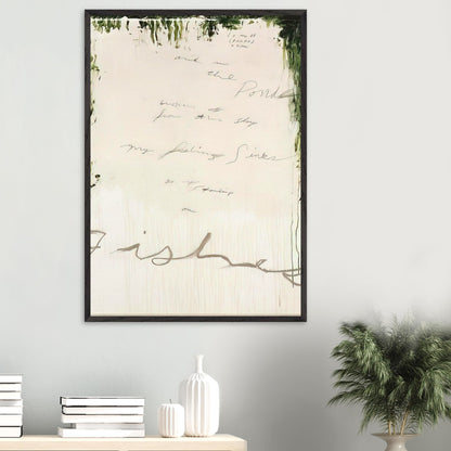 Untitled (A Painting in Nine Parts), Part I by Cy Twombly, framed art print, pale, open central field surrounded by expressive dark green