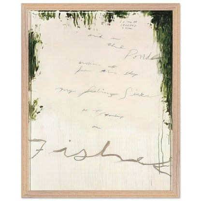 Untitled (A Painting in Nine Parts), Part I by Cy Twombly, framed art print, pale, open central field surrounded by expressive dark green, 60x80 cm (24x32 in), white frame