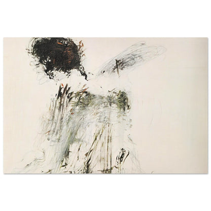 Ides of March by Cy Twombly poster, A3 (29.7 × 42 cm): This expressive composition features a pale, warm background contrasted with bold black brushstrokes….