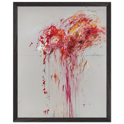 Nine Discourses on Commodus, Part VIII by Cy Twombly, framed art print, energetic red and crimson strokes, expressive pink and orange forms, 50x70 cm (20x28 in), wood frame