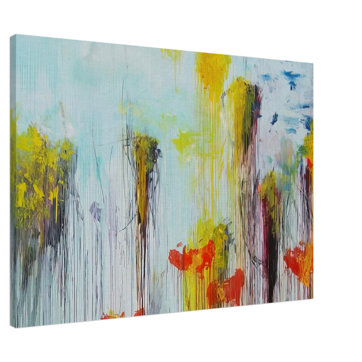 Lepanto, Part VII by Cy Twombly canvas print, 40 × 50 cm / 16 × 20 in: This striking composition features a pale blue background covered with flowing vertical paint drips….