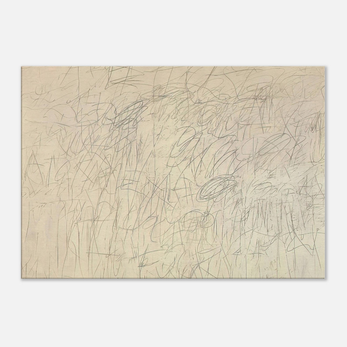 Academy by Cy Twombly canvas print: an intricate network of delicate graphite lines, overlapping scribbles, looping gestures….
