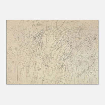 Academy by Cy Twombly canvas print: an intricate network of delicate graphite lines, overlapping scribbles, looping gestures….