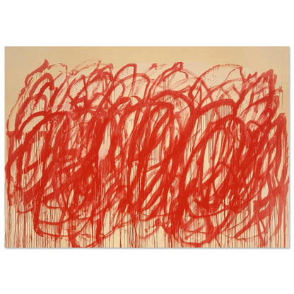 Untitled (Bacchus) by Cy Twombly poster, 40 × 60 cm / 16 × 24 in: Thick, energetic strokes move across the composition in an almost continuous flow….