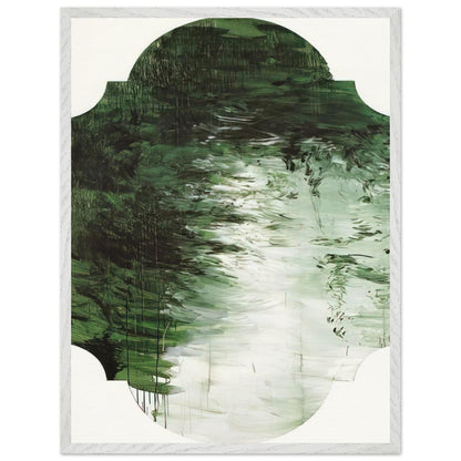 Untitled (A Painting in Nine Parts), Part V by Cy Twombly, framed art print, deep forest green, olive, 70x100 cm (28x40 in), black frame
