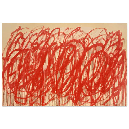 Untitled (Bacchus) by Cy Twombly poster, 50 × 70 cm / 20 × 28 in: Thick, energetic strokes move across the composition in an almost continuous flow….